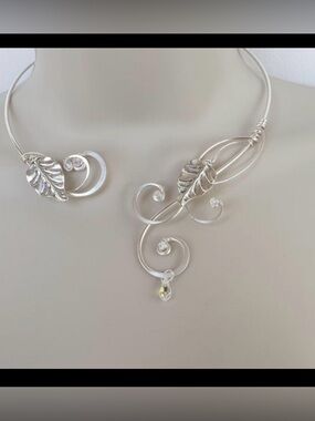 NIB 925 Silver Plaited Leaf Open Necklace/bridal Choker- Elven Necklace Unworn
